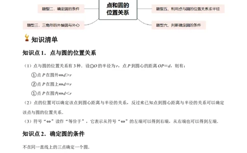 九年级第16讲点和圆的位置关系（3个知识点+6种题型+分层练习）（学生版）_人教版数学九年级上册_版本二_九年级数学上册（人教版）_常见题型通关讲解练-V3_2025版