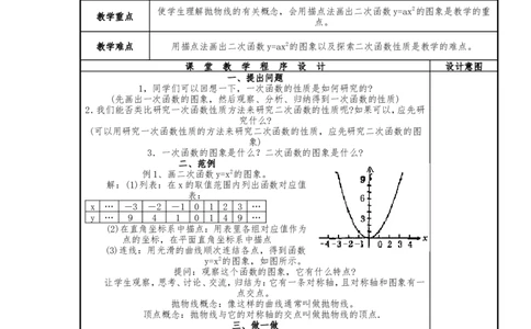 人教版九年级上册《22.1二次函数的图象和性质（2）》教案_人教版数学九年级上册_版本二_九年级数学上册（人教版）_教学设计_教案多套_九年级上册教案选择2