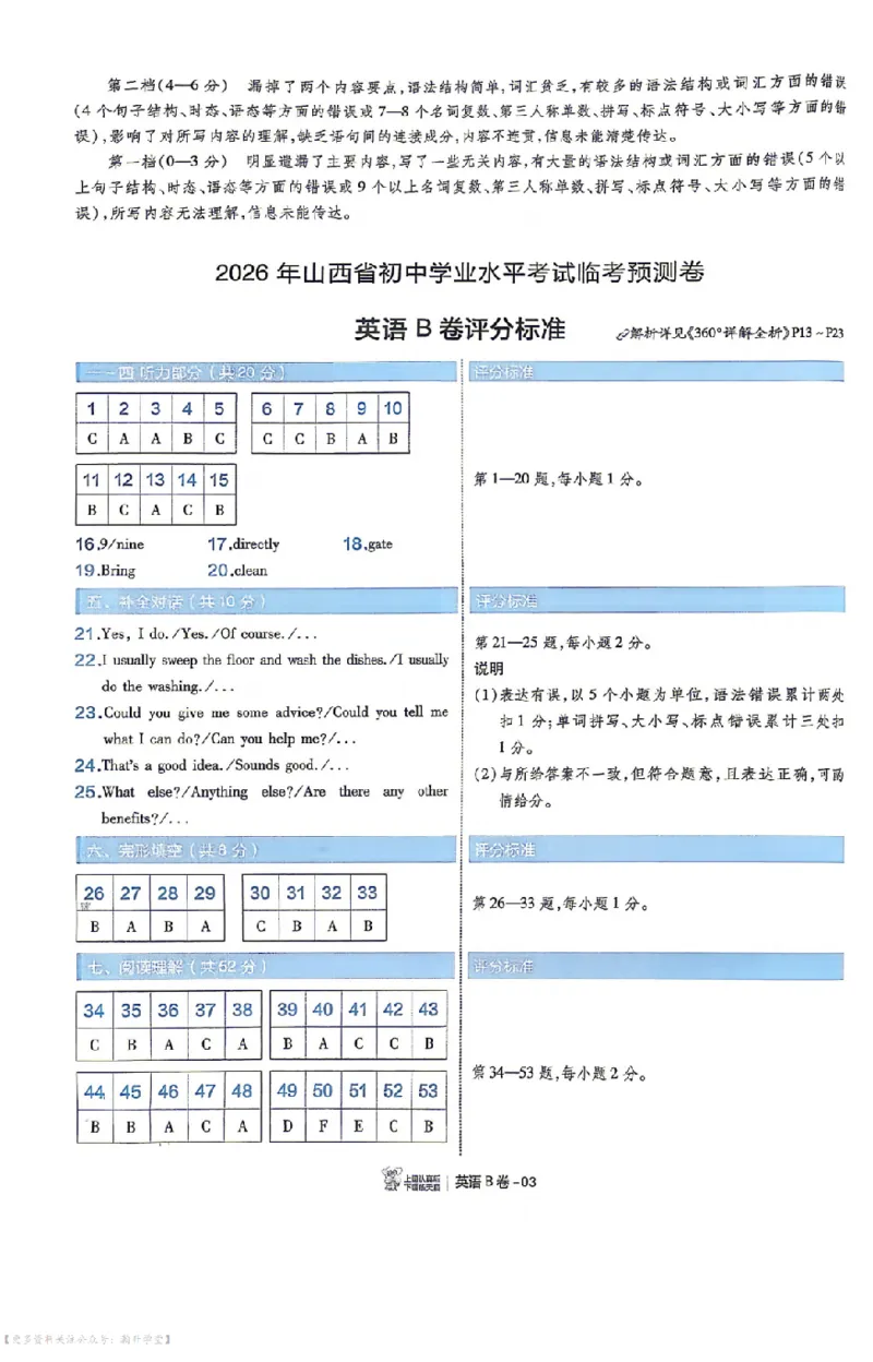 新增卷英语试题答案_中考押题2026《中考押题》系列（9科全套实时更新中）_2026版中考《天星中考临考预测卷》（7科全套（有改版含新增卷））（山西版）