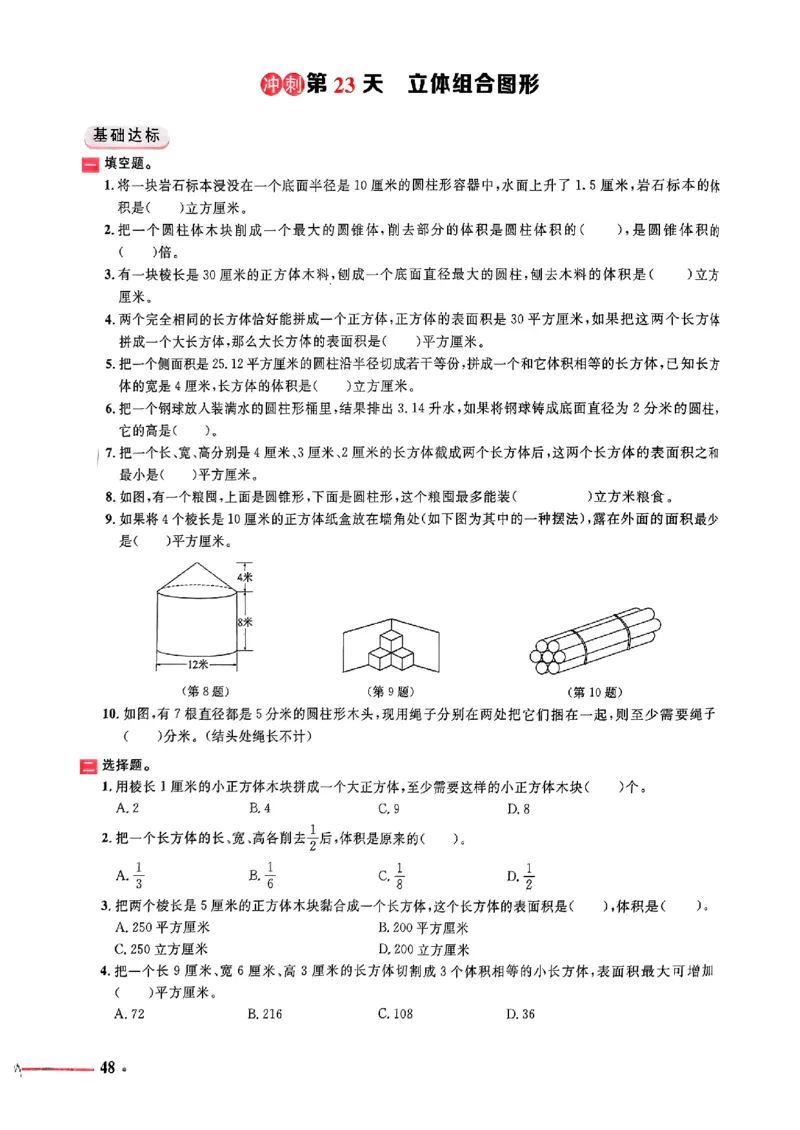 小升初数学《阳光同学冲刺48天》测评版_小升初冲刺48天（语数英）_小升初数学《阳光同学冲刺48天》
