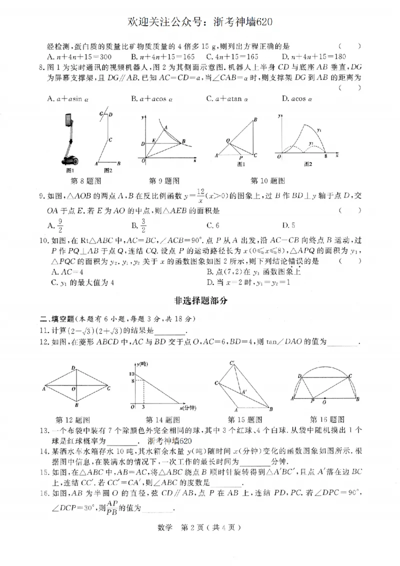 数学卷-2026杭州余杭临平一模_中考押题2026《中考押题》系列（9科全套实时更新中）_浙江2026版中考《浙江一模二模》多地区全套（浙江）_2604杭州余杭临平一模