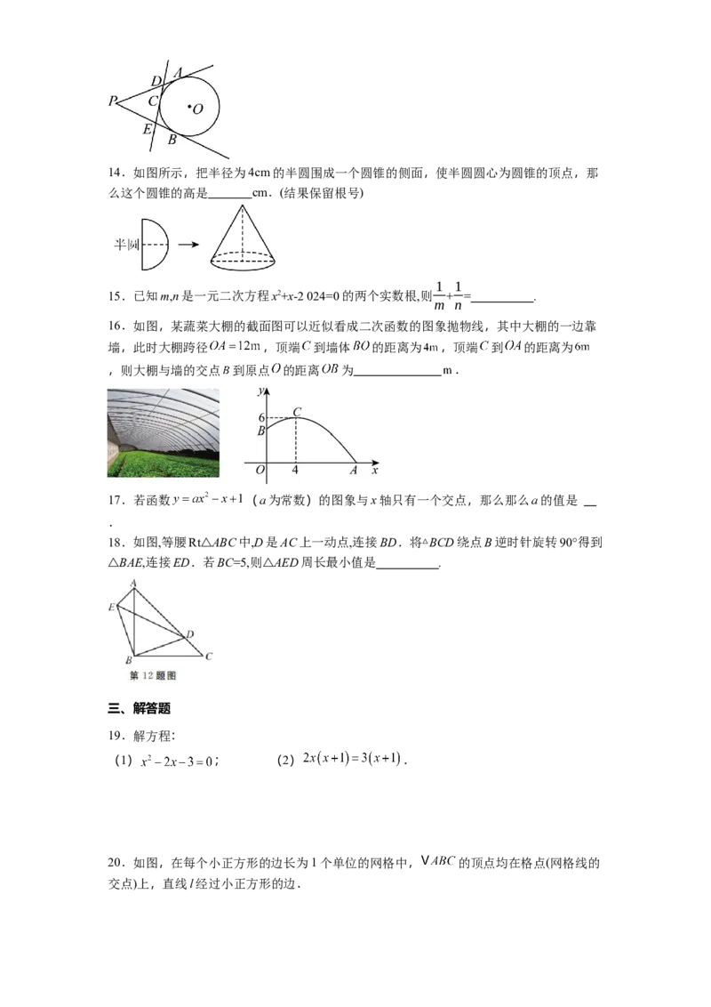 人教版数学九年级上册期末综合试卷_人教版数学九年级上册_版本二_九年级数学上册（人教版）_期中期末