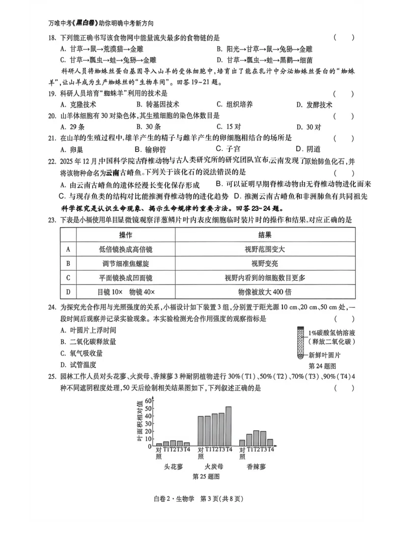 地生白卷去水印_2026中考押题卷合集_2026《万唯中考黑白卷》地方版_万唯2026版初中《万唯黑白卷》地生（福建）