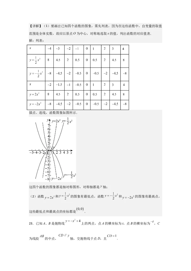 人教版九年级第07讲二次函数y=ax&sup2;的图象和性质（2个知识点+2种题型+分层练习）（教师版）_人教版数学九年级上册_版本二_九年级数学上册（人教版）_常见题型通关讲解练-V3_2025版