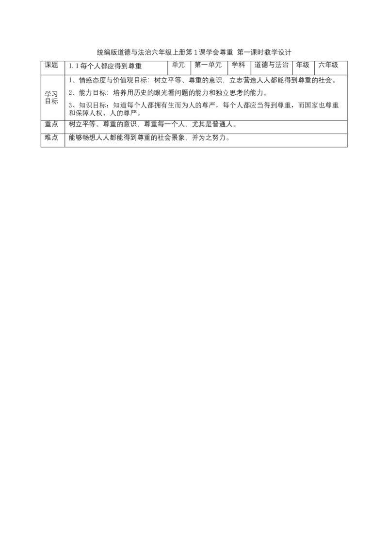 六年级下册道德与法治表格教案全册_A493小学道法_26新六年级道法下册（统编版）_教学教案