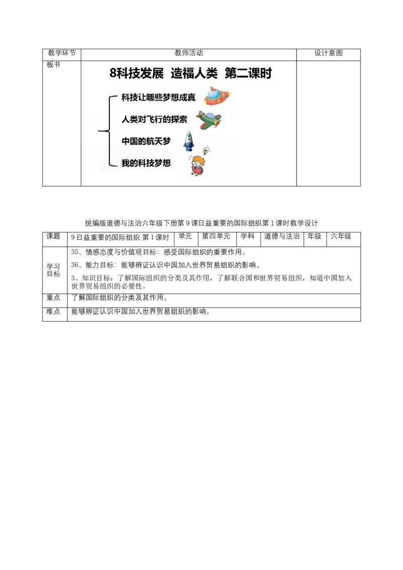 六年级下册道德与法治表格教案全册_A493小学道法_26新六年级道法下册（统编版）_教学教案