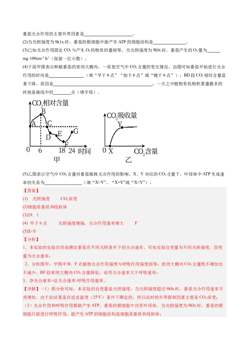 考点通关卷11细胞代谢综合分析（解析版）_2025年新高考资料_一轮复习_2025年高考生物一轮复习考点通关卷（新高考通用）