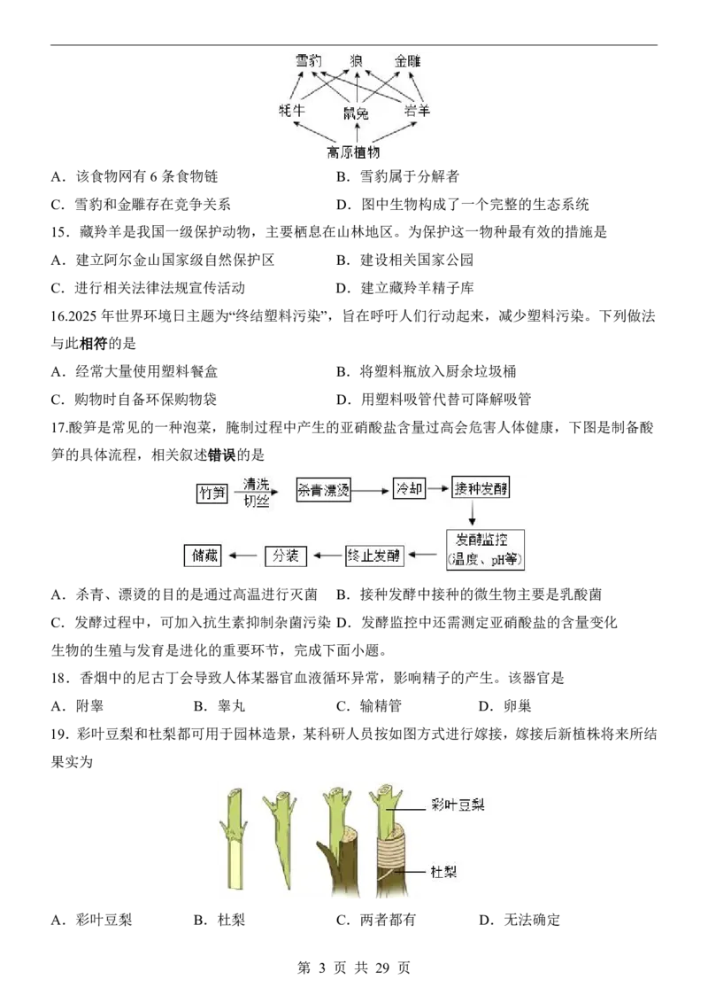 生物(福建卷)_中考押题2026《中考押题》系列（9科全套实时更新中）_2026版中考《考前押测卷》地区版（地生）_2026《生物中考&bull;考前押题卷》地区版