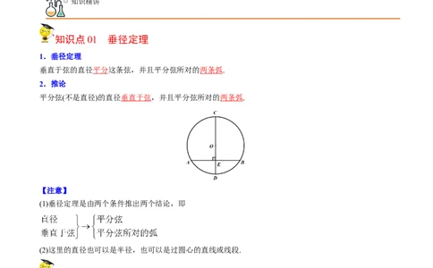 初中数学同步9年级上册第20课垂径定理(33页)（教师版）_人教版数学九年级上册_版本二_九年级数学上册（人教版）_专项复习_讲义