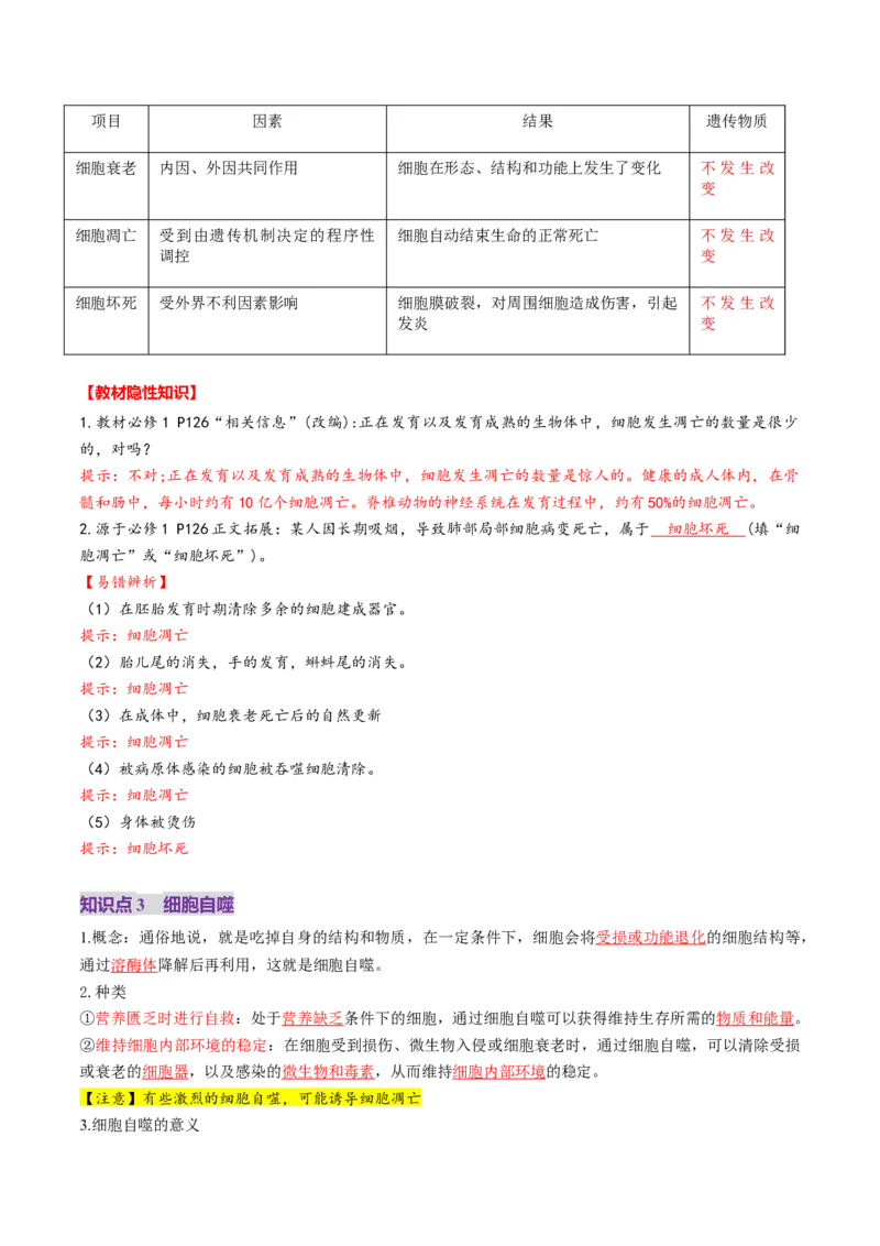 第14讲细胞的分化、衰老、死亡和癌变（讲义）（解析版）_2025年新高考资料_一轮复习_2025年高考生物一轮复习讲练测（新教材新高考）