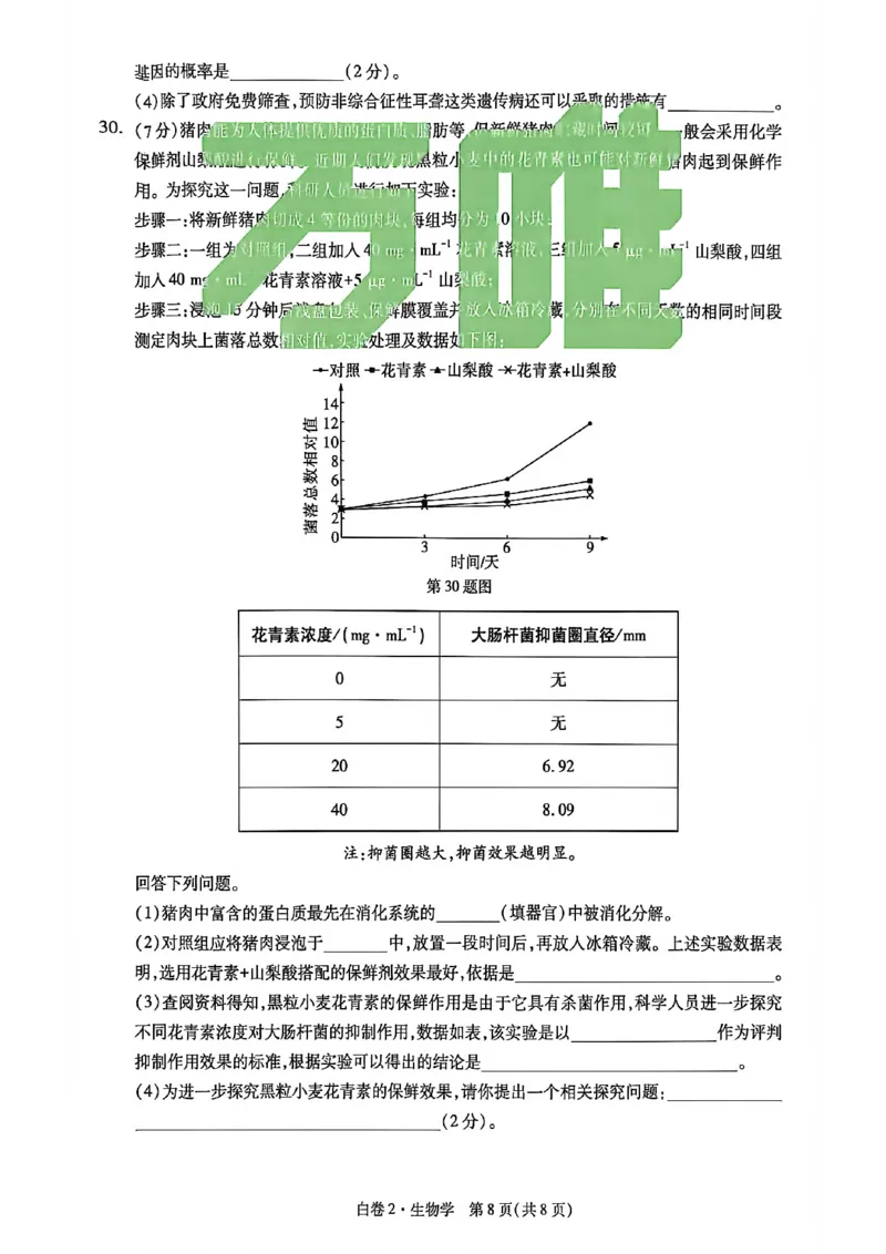 生物试卷原版_中考押题2026《中考押题》系列（9科全套实时更新中）_万唯2026版初中《万唯黑白卷》地生（河北）_生物黑白