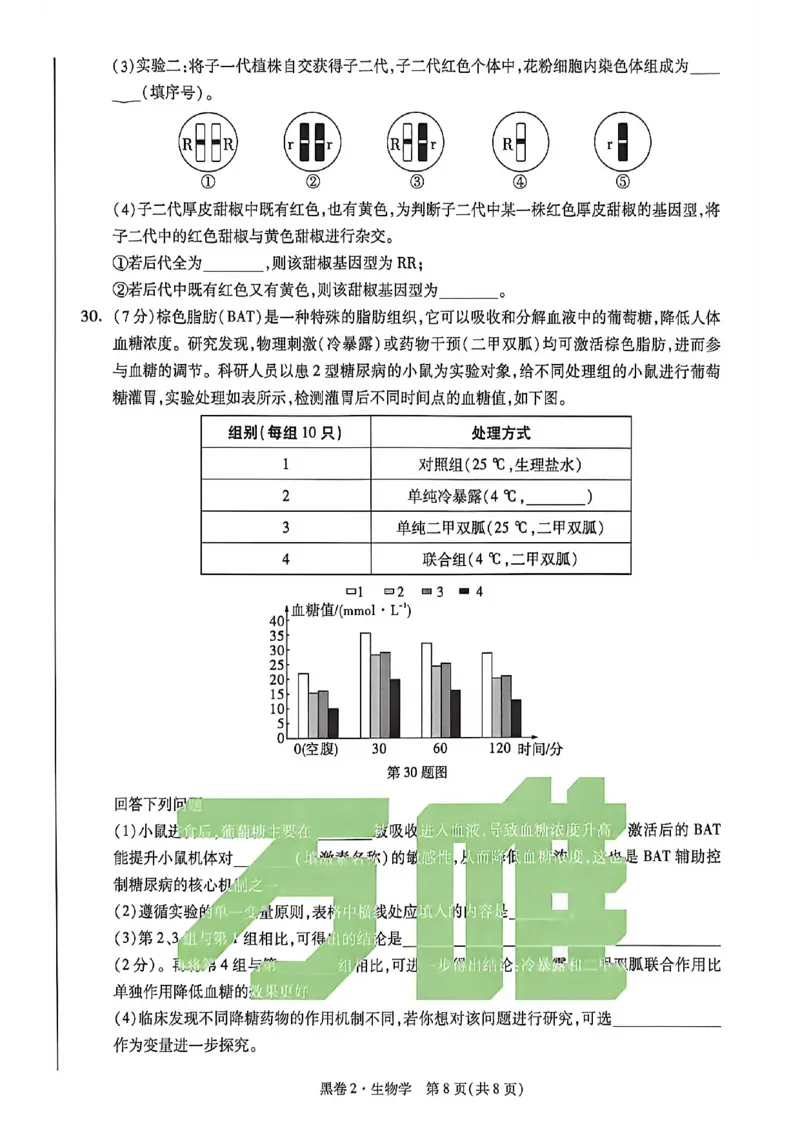 生物试卷原版_中考押题2026《中考押题》系列（9科全套实时更新中）_万唯2026版初中《万唯黑白卷》地生（河北）_生物黑白