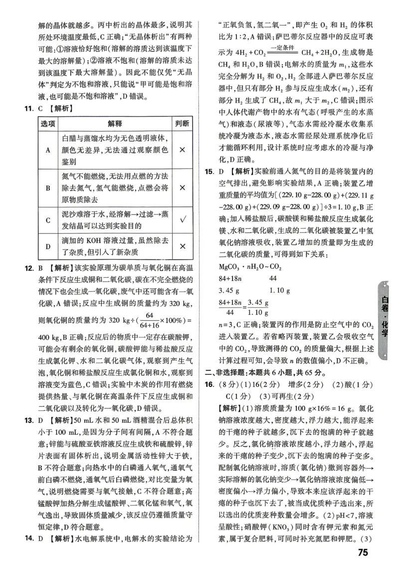 白卷化学答案_中考押题2026《中考押题》系列（9科全套实时更新中）_万唯2026版初中《万唯黑白卷》7科全套（山东）_2026《万唯中考&bull;山东黑白卷》化学