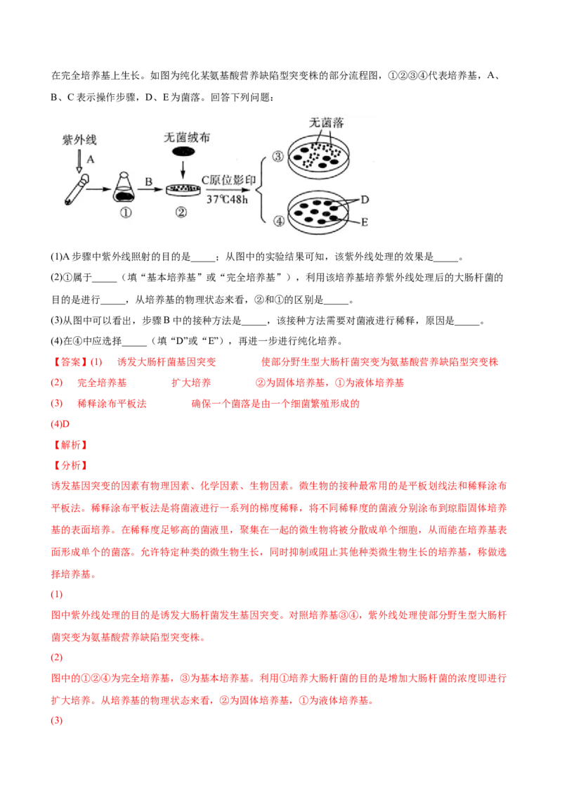 考向26发酵工程-备战2023年高考生物一轮复习考点微专题（全国通用）（解析版）(1)_通用版（老高考）复习资料_2023年复习资料_一轮复习