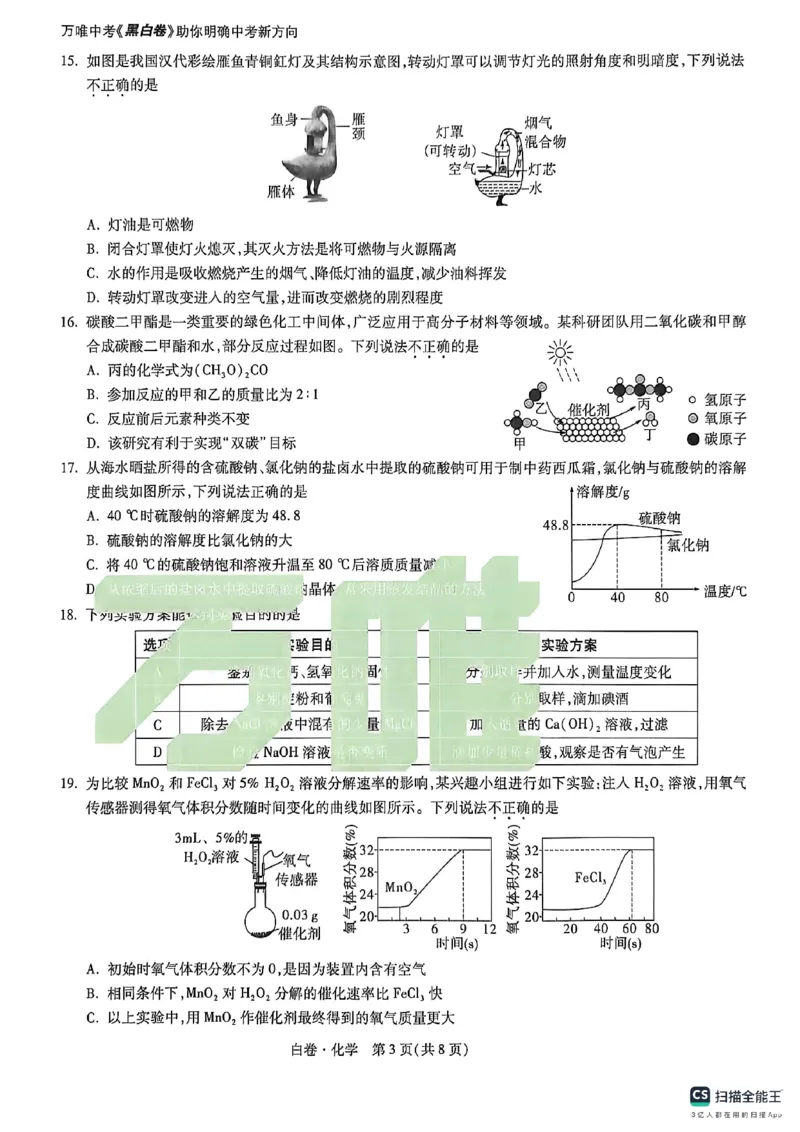 苏州白卷化学_中考押题2026《中考押题》系列（9科全套实时更新中）_万唯2026版初中《万唯黑白卷》7科全套（苏州）