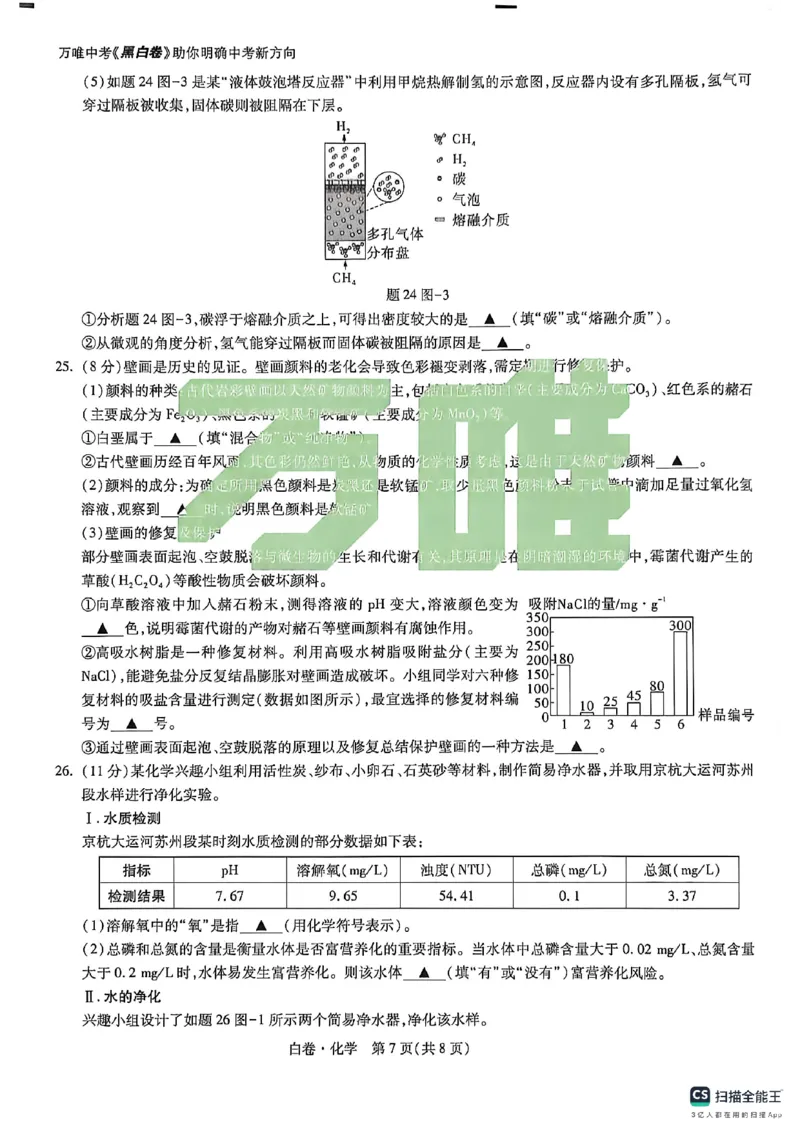 苏州白卷化学_中考押题2026《中考押题》系列（9科全套实时更新中）_万唯2026版初中《万唯黑白卷》7科全套（苏州）