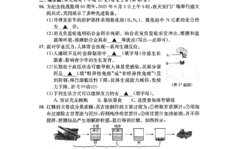 科学卷-2603宁波全景复习指导中考模拟(一)_中考押题2026《中考押题》系列（9科全套实时更新中）_浙江2026版中考《浙江一模二模》多地区全套（浙江）