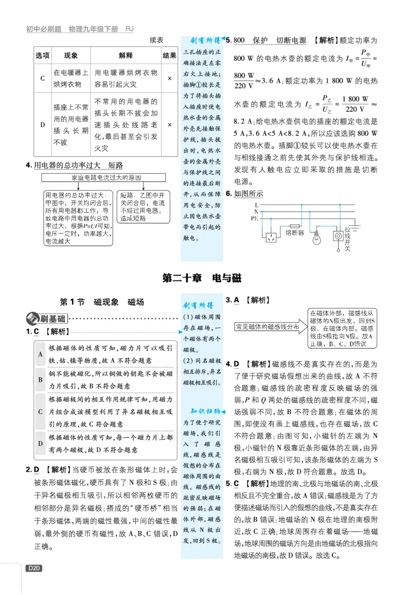 第十九章生活用电_2026中考押题卷合集_2026新中考中考全科资料_2026《理想树&bull;必刷题》（9年级下册）（物理）（人教）