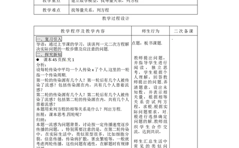 教案21.3第1课时传播问题与一元二次方程2_人教版数学九年级上册_版本二_九年级数学上册（人教版）_教学课件_课件选择2_第21章新版_21.3实际问题与一元二次方程