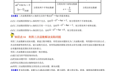 初中数学同步9年级上册第15课二次函数章末复习（学生版）_人教版数学九年级上册_版本二_九年级数学上册（人教版）_专项复习_讲义_学生版在此文件夹