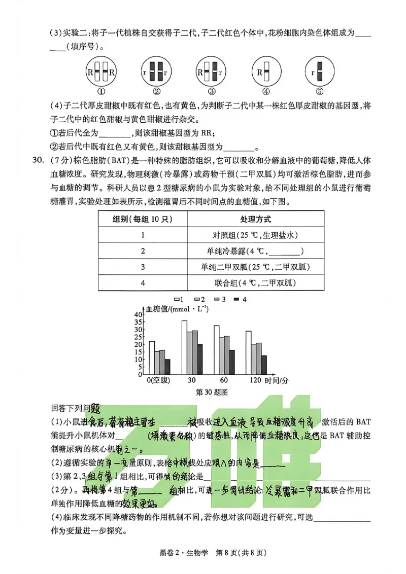 生物手写版_中考押题2026《中考押题》系列（9科全套实时更新中）_万唯2026版初中《万唯黑白卷》地生（河北）_生物黑白