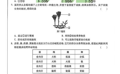 生物手写版_中考押题2026《中考押题》系列（9科全套实时更新中）_万唯2026版初中《万唯黑白卷》地生（河北）_生物黑白