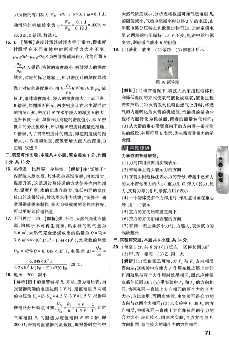 白卷物理答案_中考押题2026《中考押题》系列（9科全套实时更新中）_万唯2026版初中《万唯黑白卷》7科全套（山东）_2026《万唯中考&bull;山东黑白卷》物理