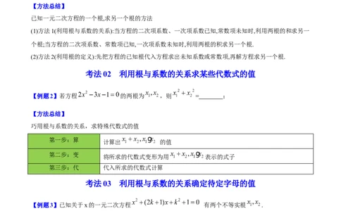 初中数学同步9年级上册05课根与系数的关系（学生版）_人教版数学九年级上册_版本二_九年级数学上册（人教版）_专项复习_讲义_学生版在此文件夹
