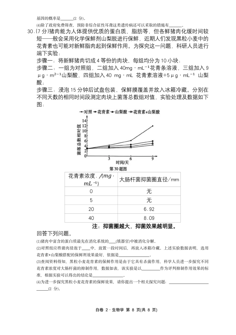 河北生物无水印版部分字可能识别有问题。需要和别的版本核对_中考押题2026《中考押题》系列（9科全套实时更新中）_万唯2026版初中《万唯黑白卷》地生（河北）_生物黑白