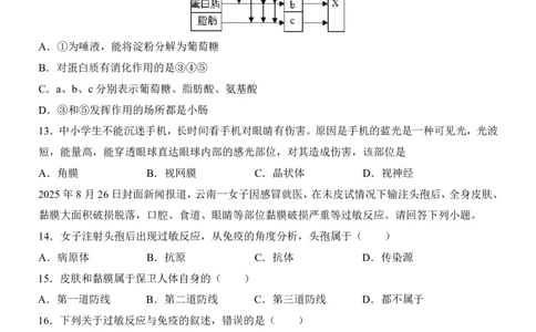 生物(深圳卷)_中考押题2026《中考押题》系列（9科全套实时更新中）_2026版中考《考前押测卷》地区版（地生）_2026《生物中考&bull;考前押题卷》地区版