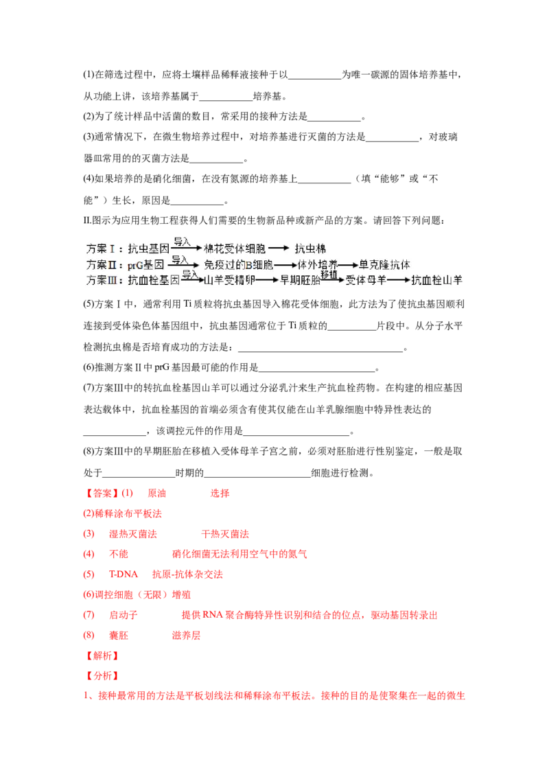 考向28基因工程及生物技术安全性与伦理问题-备战2023年高考生物一轮复习考点微专题（全国通用）（解析版）(1)_通用版（老高考）复习资料_2023年复习资料_一轮复习