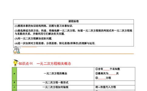 初中数学同步9年级上册08课一元二次方程章末复习（学生版）_人教版数学九年级上册_版本二_九年级数学上册（人教版）_专项复习_讲义_学生版在此文件夹