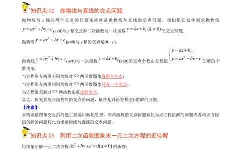 初中数学同步9年级上册第13课用函数观点看一元二次方程(共30页)（教师版）_人教版数学九年级上册_版本二_九年级数学上册（人教版）_专项复习_讲义