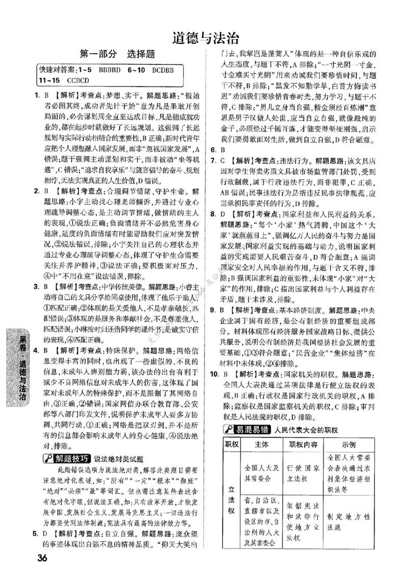答案解析（含阅卷评分标准）_中考押题2026《中考押题》系列（9科全套实时更新中）_万唯2026版初中《万唯黑白卷》7科全套（辽宁）