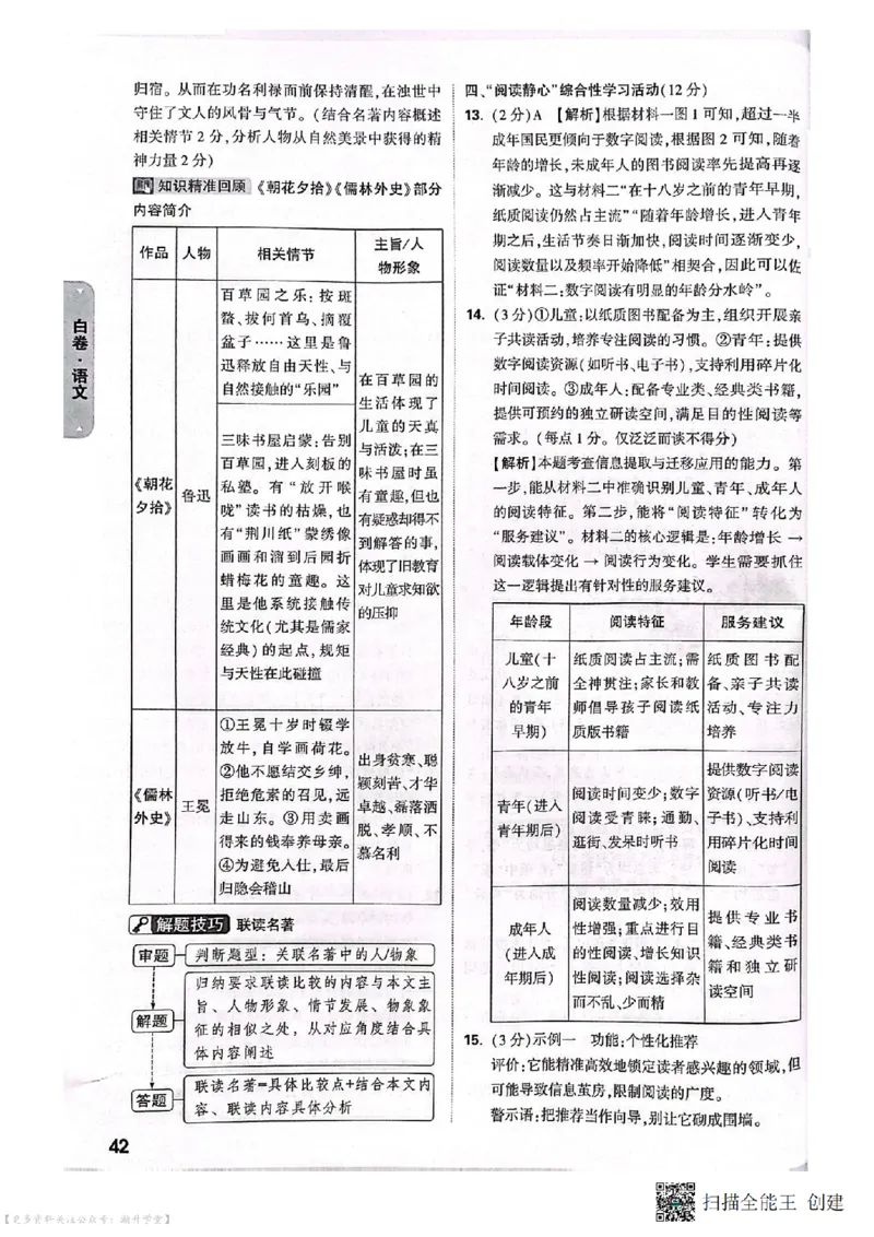 白卷试题答案（7科合并）_中考押题2026《中考押题》系列（9科全套实时更新中）_万唯2026版中考《万唯考黑白卷》7科全套（深圳）