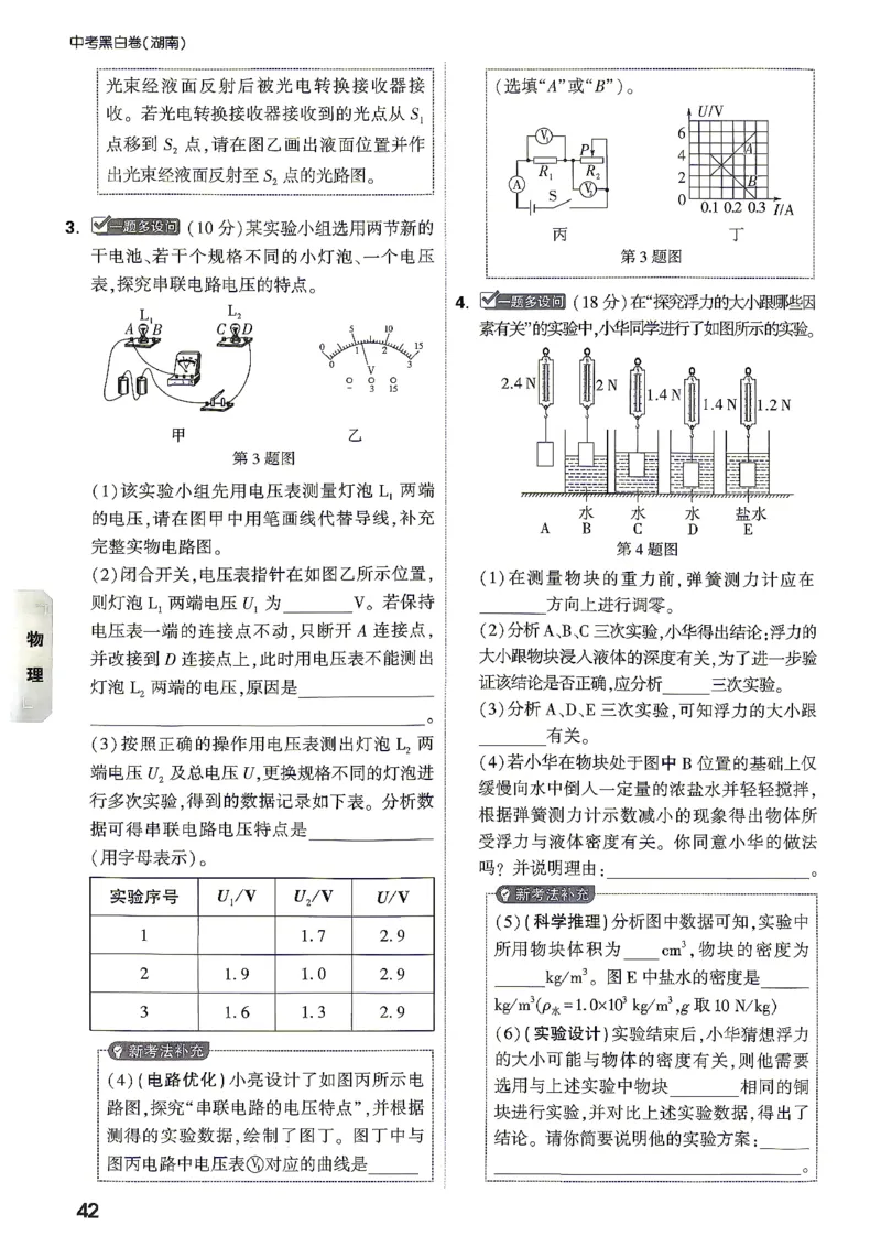 考前预测大题物理_中考押题2026《中考押题》系列（9科全套实时更新中）_万唯2026版初中《万唯黑白卷》7科全套（湖南）_黑白卷物理