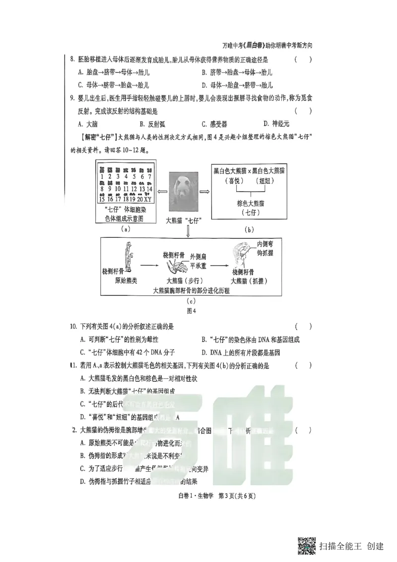 生物黑白卷_中考押题2026《中考押题》系列（9科全套实时更新中）_万唯2026版初中《万唯黑白卷》地生（陕西）