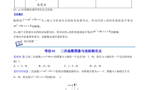初中数学同步9年级上册第13课用函数观点看一元二次方程（学生版）_人教版数学九年级上册_版本二_九年级数学上册（人教版）_专项复习_讲义_学生版在此文件夹
