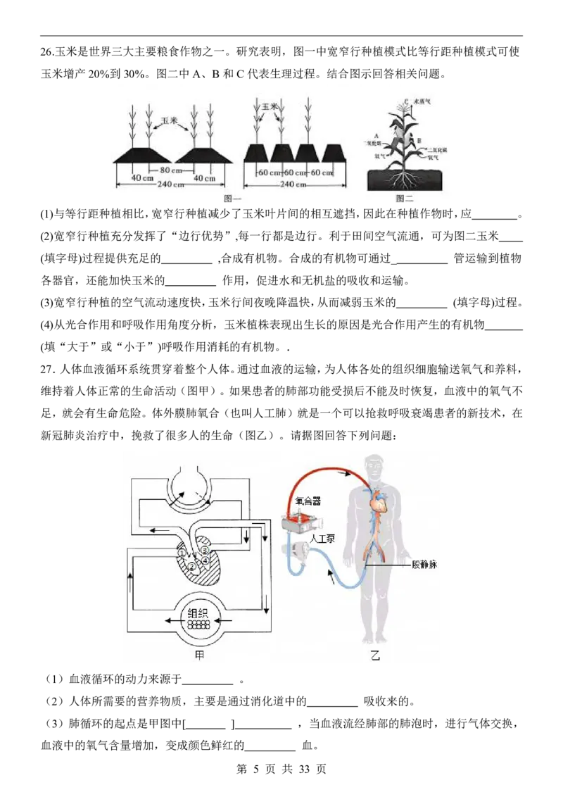 生物(长沙卷)_中考押题2026《中考押题》系列（9科全套实时更新中）_2026版中考《考前押测卷》地区版（地生）_2026《生物中考&bull;考前押题卷》地区版