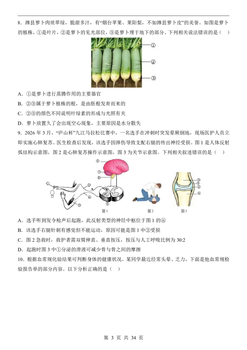 生物(山东卷)_中考押题2026《中考押题》系列（9科全套实时更新中）_2026版中考《考前押测卷》地区版（地生）_2026《生物中考&bull;考前押题卷》地区版