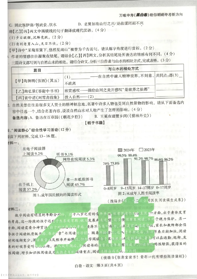 白卷试题（7科合并）_中考押题2026《中考押题》系列（9科全套实时更新中）_万唯2026版中考《万唯考黑白卷》7科全套（深圳）