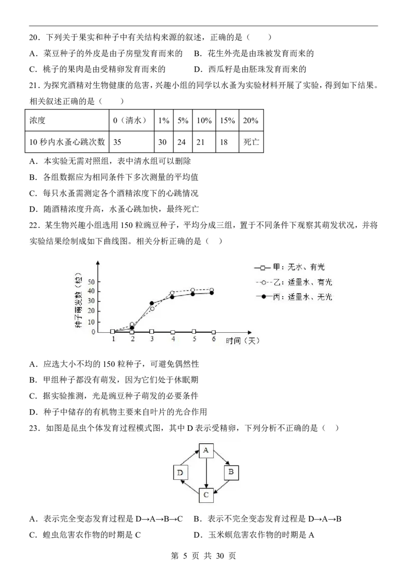 生物(全国通用)_中考押题2026《中考押题》系列（9科全套实时更新中）_2026版中考《考前押测卷》地区版（地生）_2026《生物中考&bull;考前预测卷》地区版