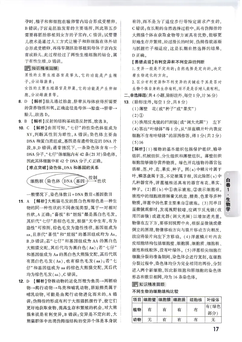 答案_中考押题2026《中考押题》系列（9科全套实时更新中）_万唯2026版初中《万唯黑白卷》地生（陕西）