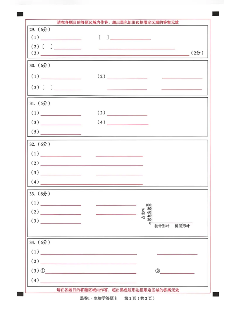 黑卷答题卡_2026中考押题卷合集_2026《万唯中考黑白卷》地方版_万唯2026版初中《万唯黑白卷》地生（福建）_26福建中考地理