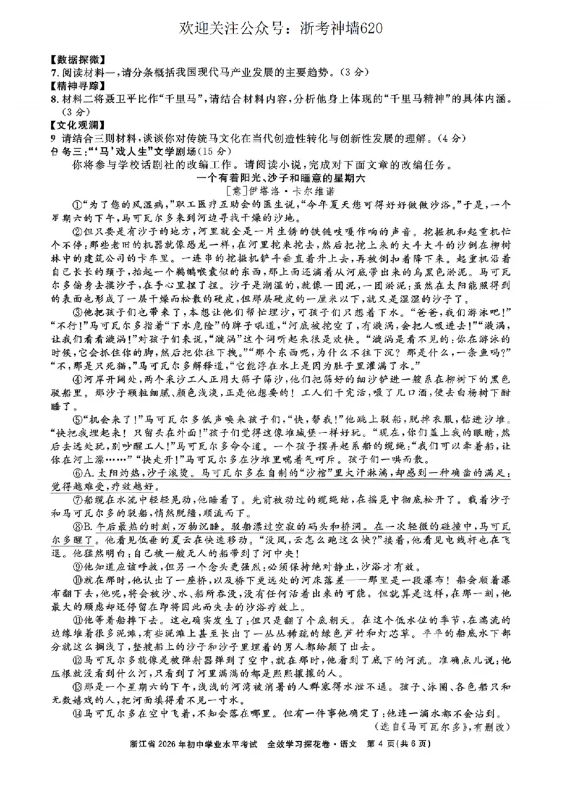 语文卷-2603宁波全效学习探花卷_中考押题2026《中考押题》系列（9科全套实时更新中）_浙江2026版中考《浙江一模二模》多地区全套（浙江）_2603宁波全效学习探花卷（全科）