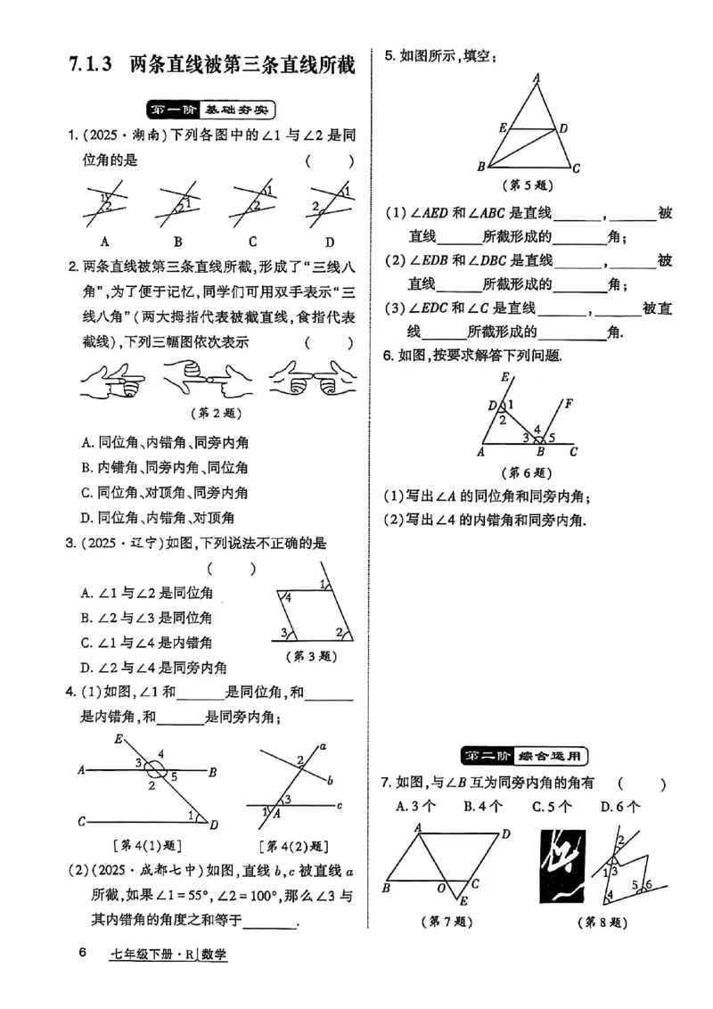 高分突破-数学-7下-作业本_2026中考押题卷合集_2026新中考中考全科资料_2026春初中数学七年级下册《高分突破》含答案（人教版）(1)