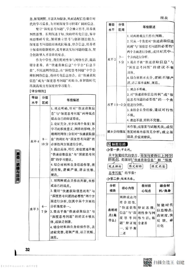 黑卷试题答案（7科合并）_中考押题2026《中考押题》系列（9科全套实时更新中）_万唯2026版中考《万唯考黑白卷》7科全套（深圳）