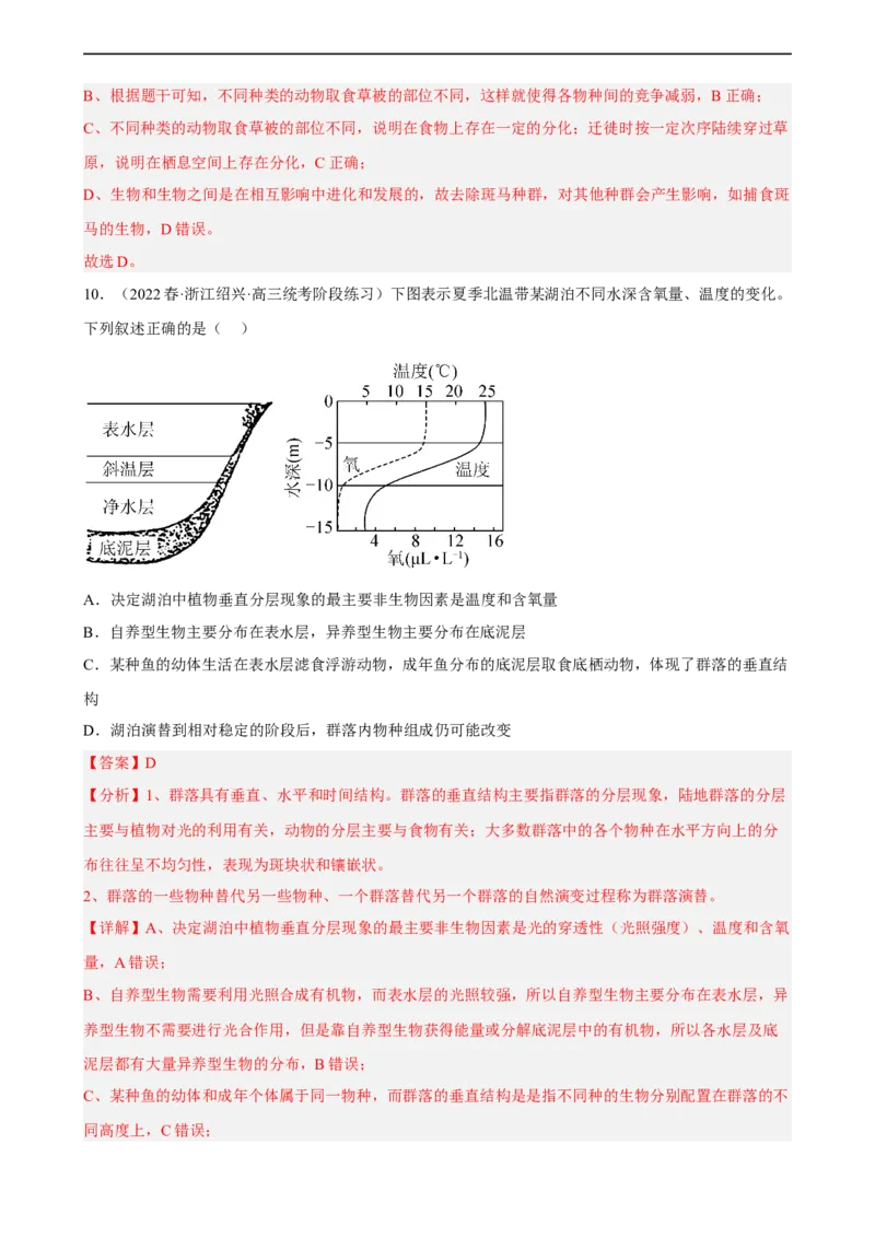解密15种群与群落（分层训练)（解析版）_通用版（老高考）复习资料_2023年复习资料_二轮复习_高频考点解密2023年高考生物二轮复习讲义+分层训练（全国通用）