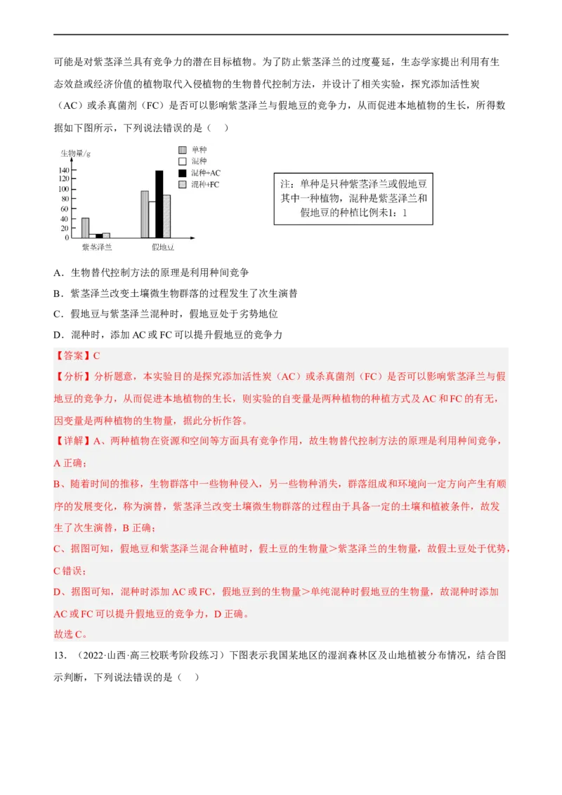 解密15种群与群落（分层训练)（解析版）_通用版（老高考）复习资料_2023年复习资料_二轮复习_高频考点解密2023年高考生物二轮复习讲义+分层训练（全国通用）