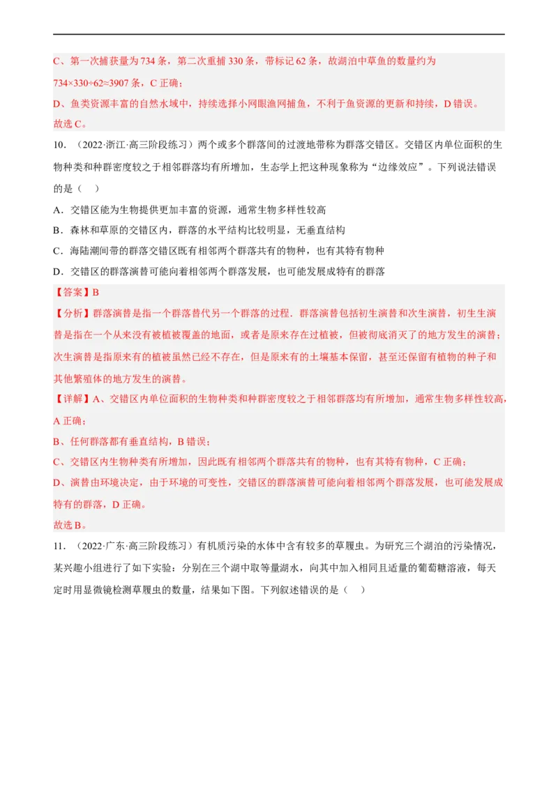 解密15种群与群落（分层训练)（解析版）_通用版（老高考）复习资料_2023年复习资料_二轮复习_高频考点解密2023年高考生物二轮复习讲义+分层训练（全国通用）